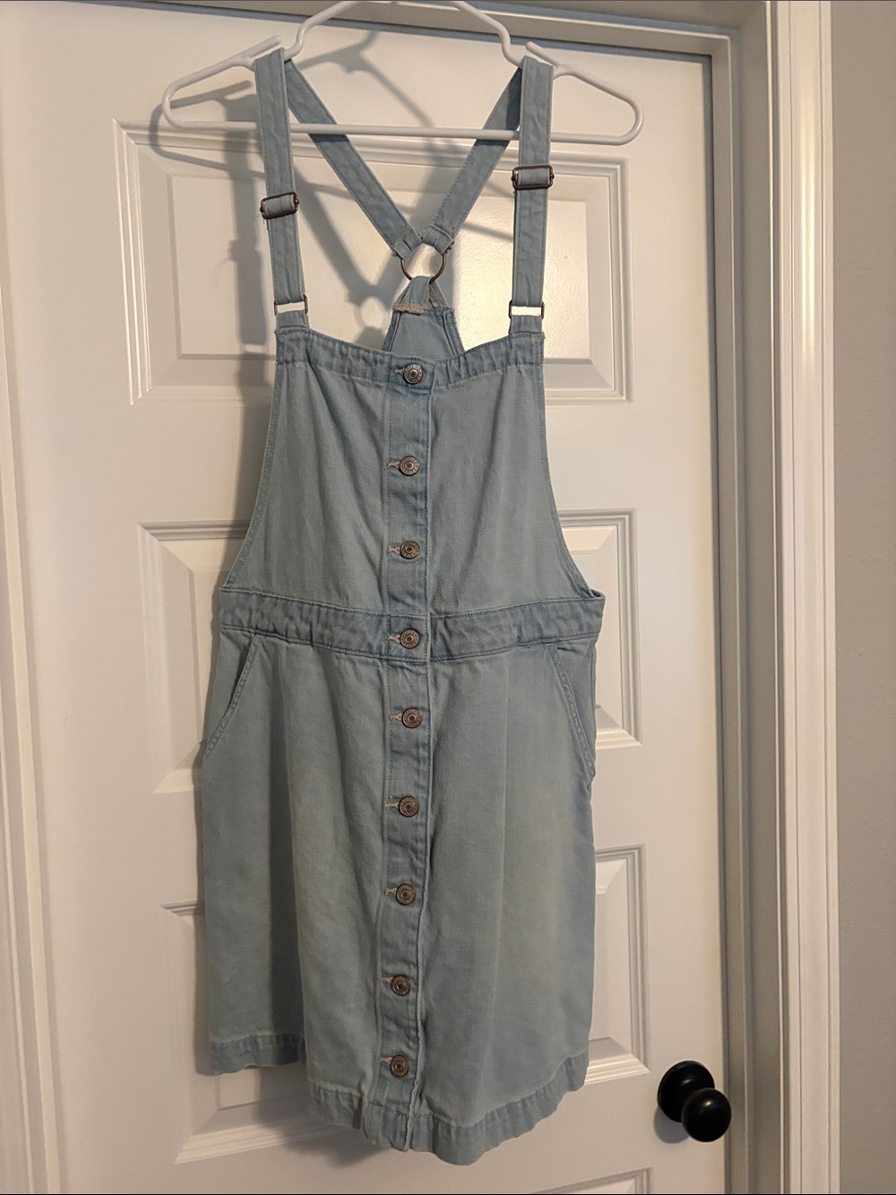 American Eagle Outfitters Light Blue Denim Overall Dress
